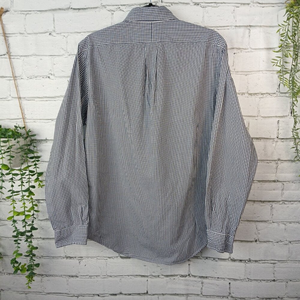 MENS RALPH LAUREN LONG SLEEVE BUTTON DOWN, NAVY AND WHITE CHECKED, SIZE MED - Picture 5 of 5